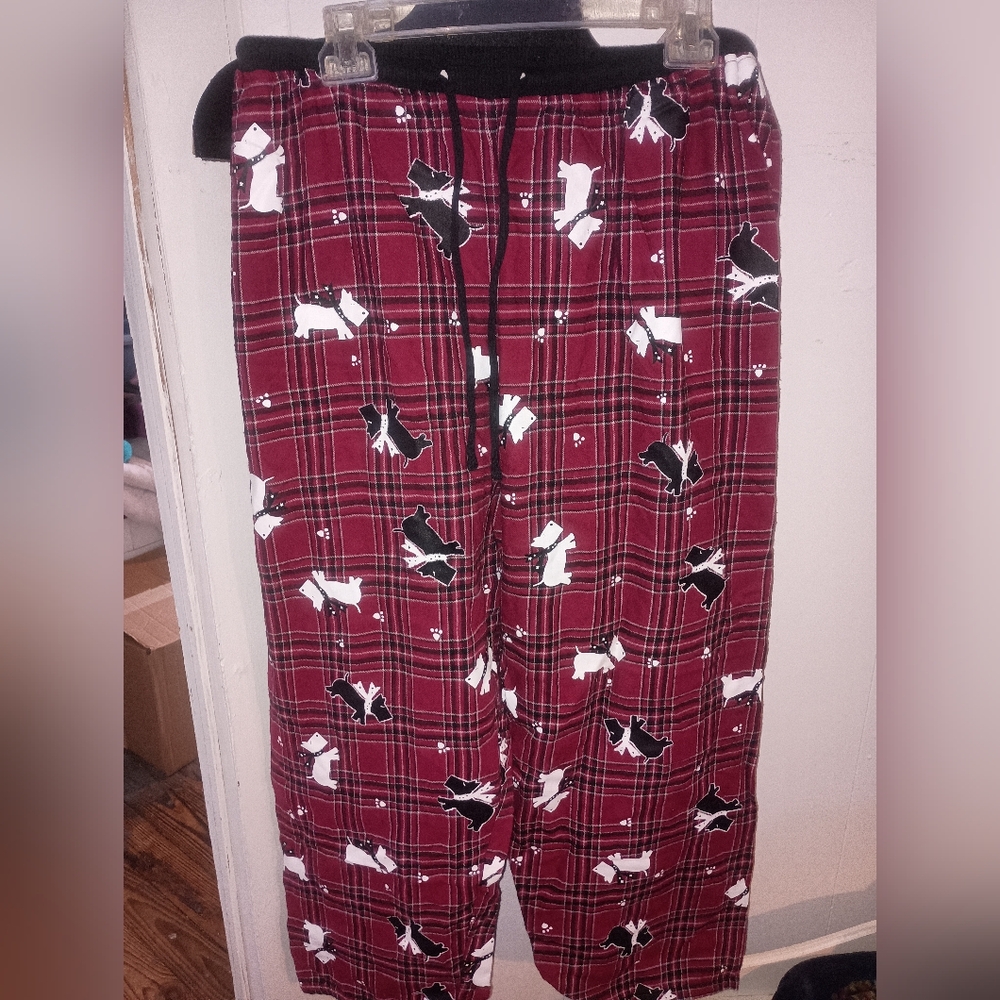Plaid Pajama Pants with Dog Print